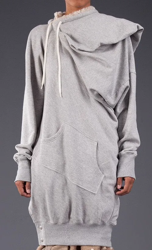 Oversized Asymmetrical Sweatshirt Dress //Extravagant Hooded