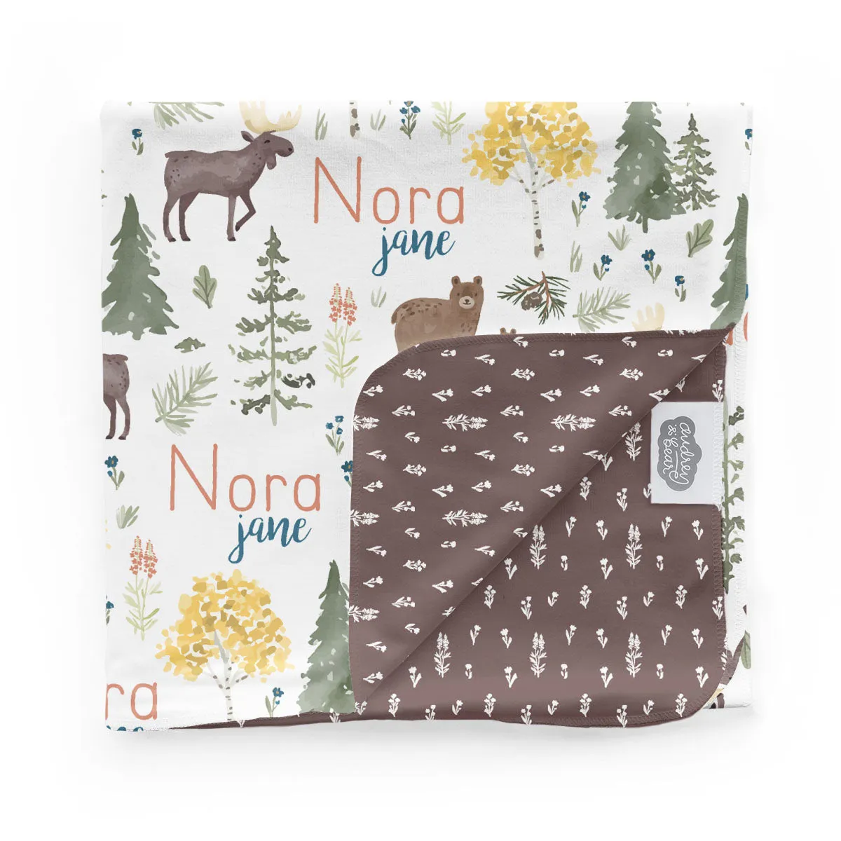 Personalized  Swaddle & Hat Set | Mountain Explorer