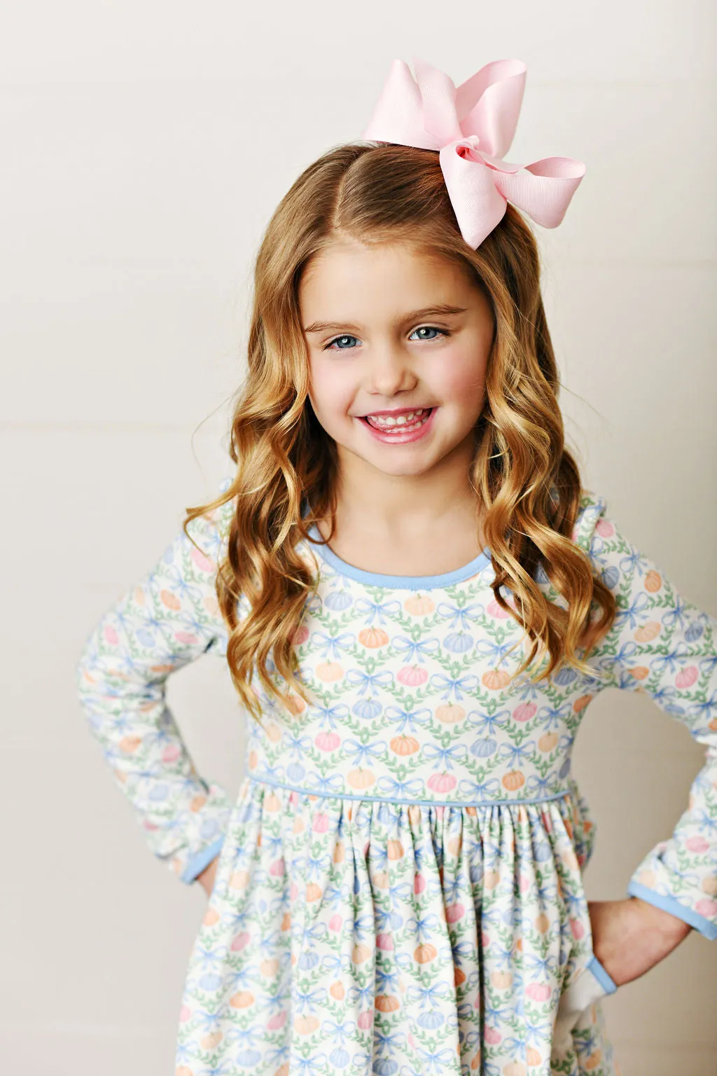 Pumpkin Picot embroidery pocket flair dress