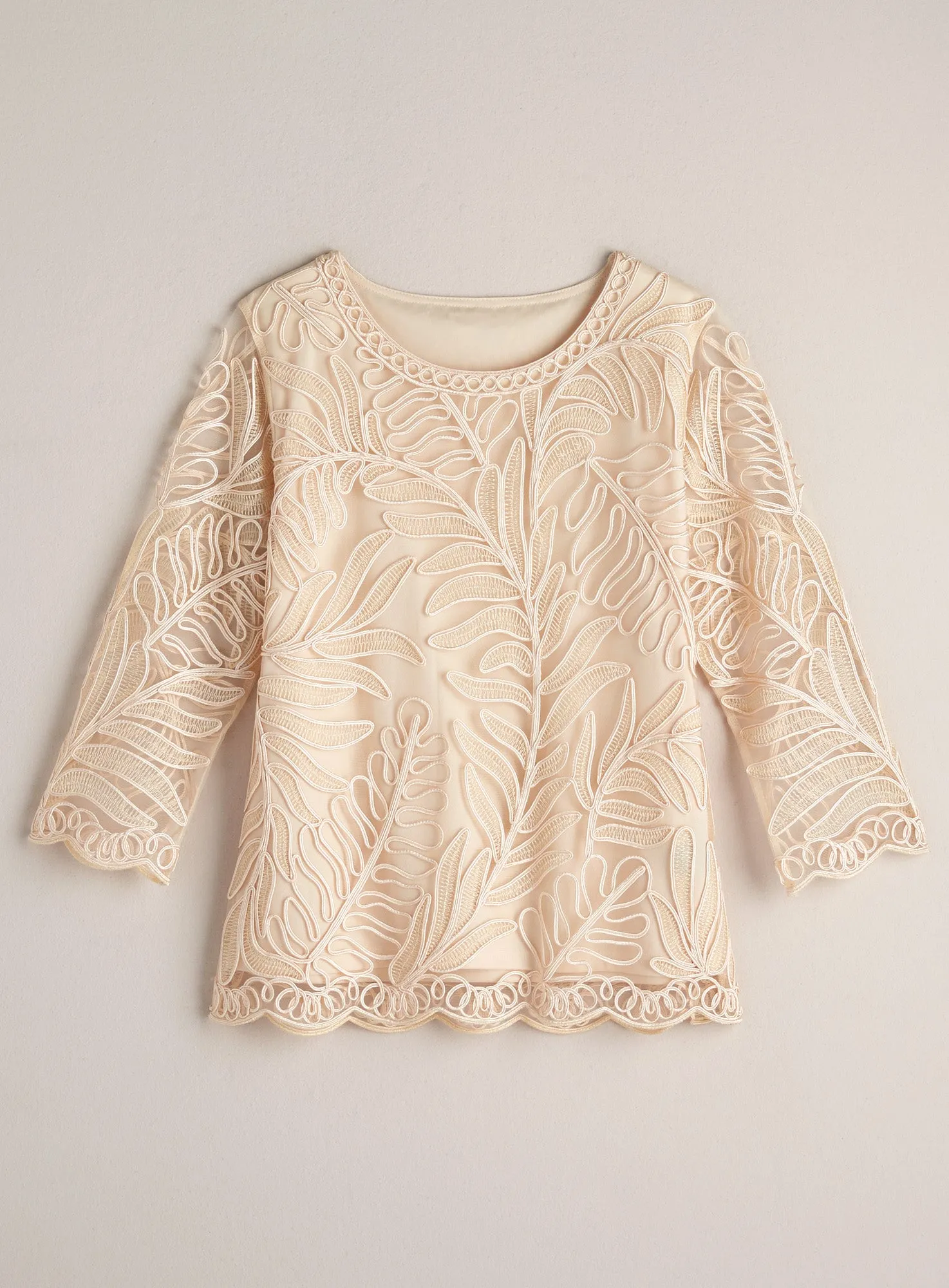 Ribbon Embroidered Fern Blouse FINAL SALE (No Returns)