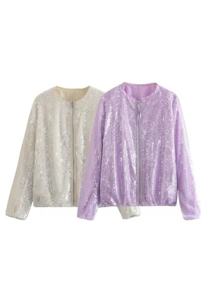 'Serenity' Sequin-Embellished Bomber Jacket