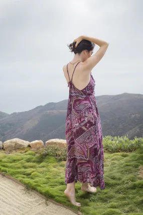 Susie Slit Dress in Cranberry Olive Batik