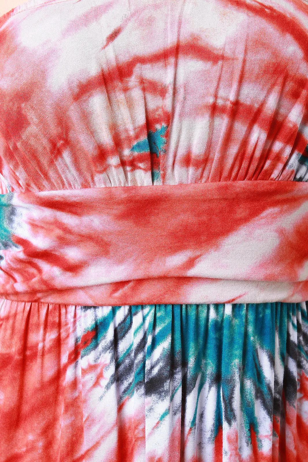 Tie Dye Strapless Maxi Dress