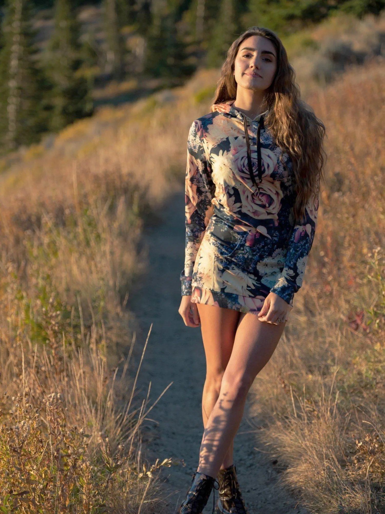 Vintage Flowers Hooded Dress