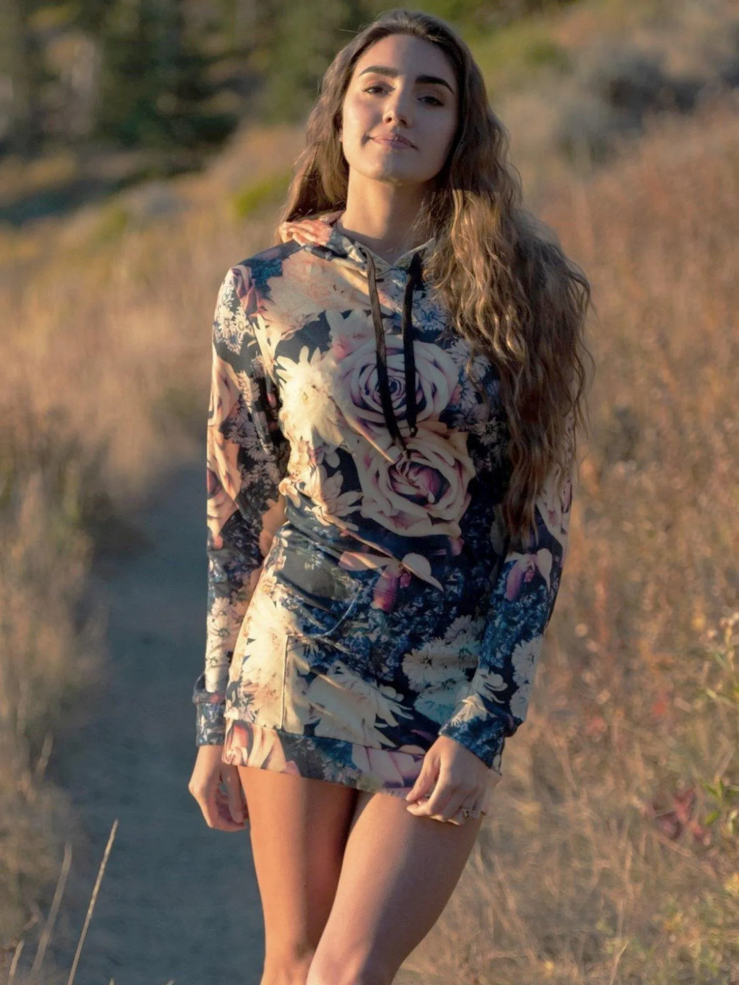 Vintage Flowers Hooded Dress