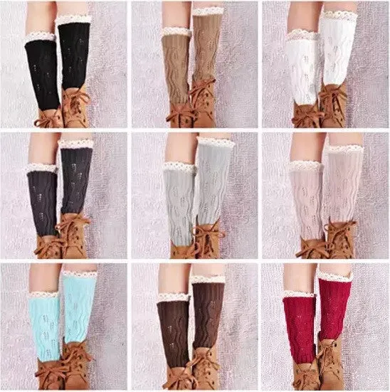Vintage Style CableKnit At Your Feet Leg Warmer Socks With Lace