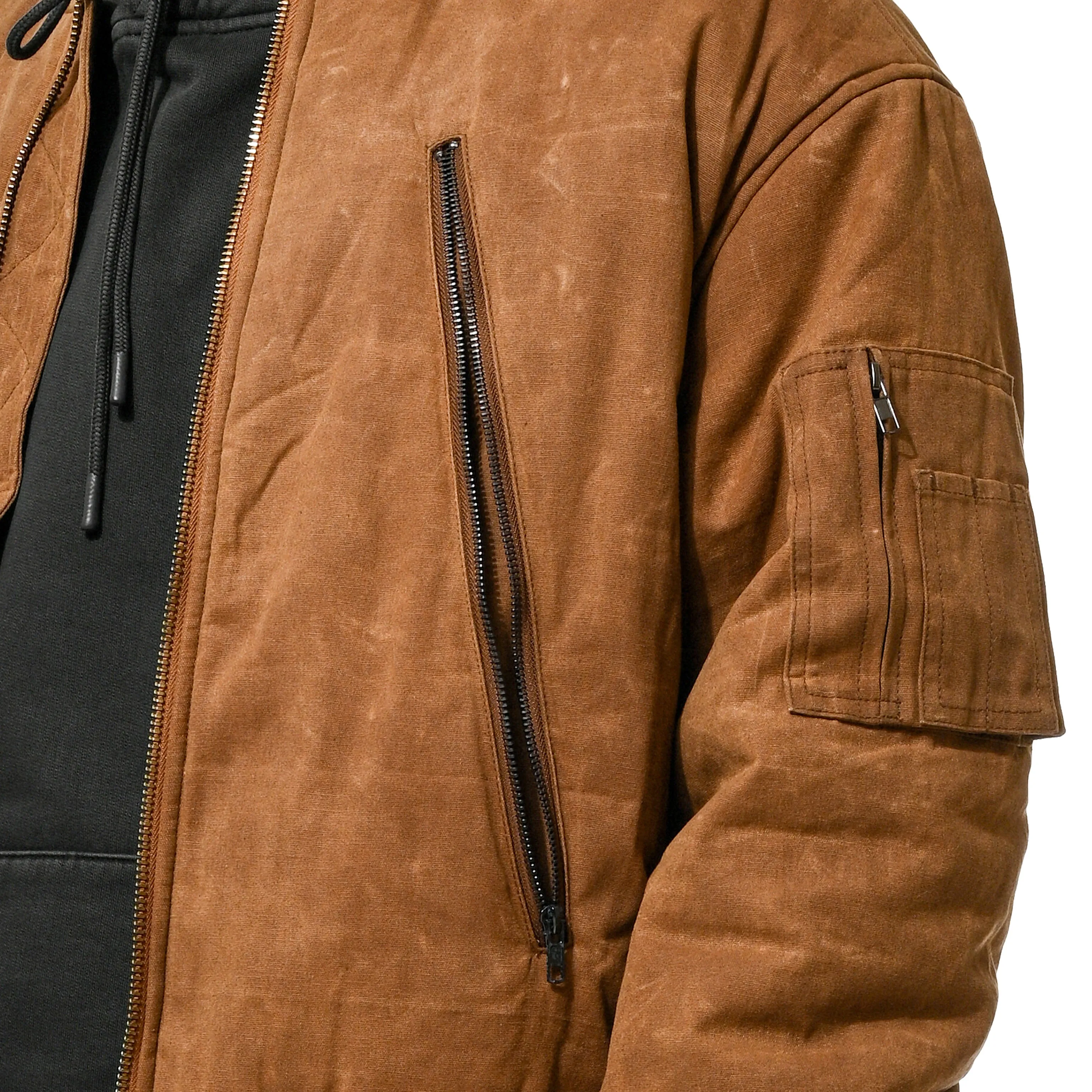 WAXED CANVAS BOMBER - CAMEL