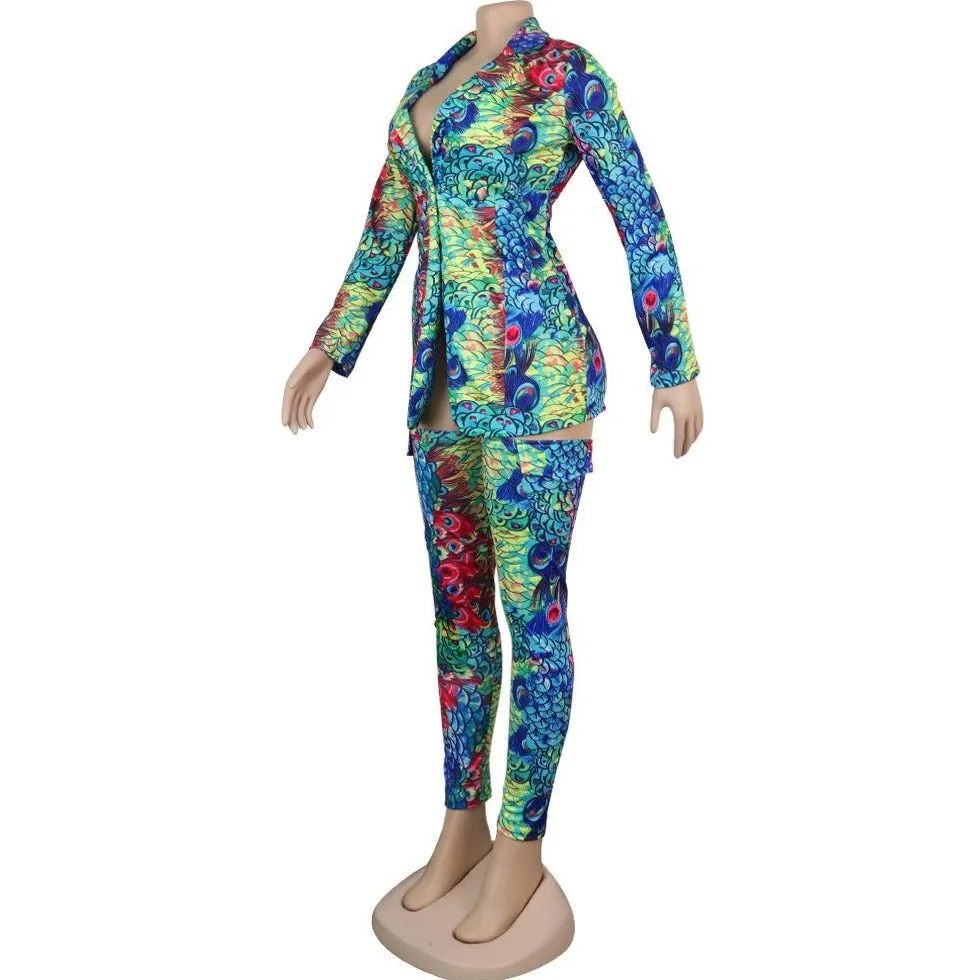 Wholesale women's lapel jacket with leg socks nightclub suit 2PCS(CL8465)